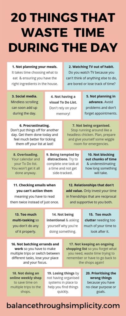 20 Things that waste time during the day.